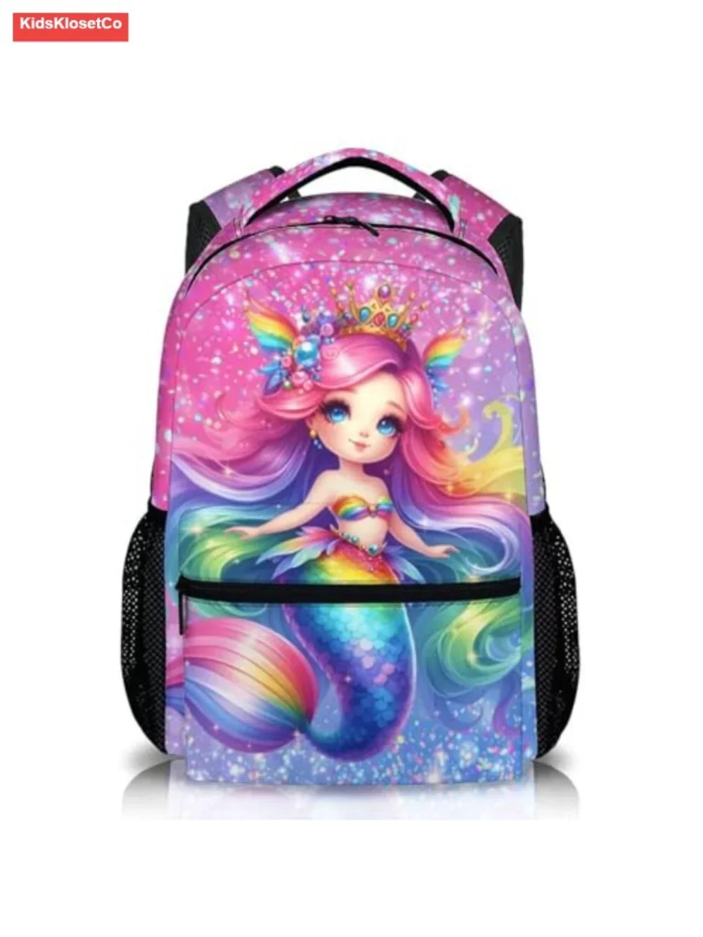 Girls Mermaid School Backpack 17'' Large Capacity Lightweight Polyester Bookbag